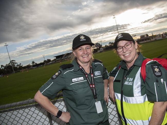 St Johns Ambulance volunteers Kate Crellin and Heather Laity at the 2024 Swan Hill Show Picture: Noel Fisher.