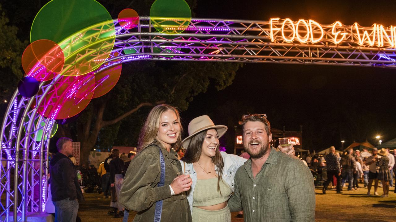 At Carnival of Flowers Festival of Food and Wine are (from left) Alex Walters, Lauren McKeiver and Josh Hancock. Picture: Kevin Farmer