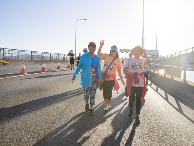 Run the Bridge Fun Run 2020 across Tasman Bridge. Picture: RICHARD JUPE