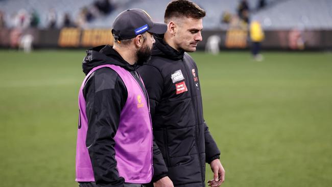 GWS former captain Stephen Coniglio will return against Fremantle on Saturday after being restricted to only 11 games this season by knee and shoulder injuries. Picture: Darrian Traynor / Getty Images