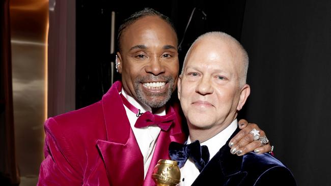 Billy Porter and Ryan Murphy pose backstage at the 80th Annual Golden Globe Awards. Picture: Getty Images