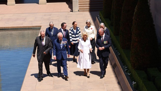 King Charles and Queen Camilla tour the Australian War Memorial after arriving by plane in Canberra. Picture: NewsWire / Ben Appleton