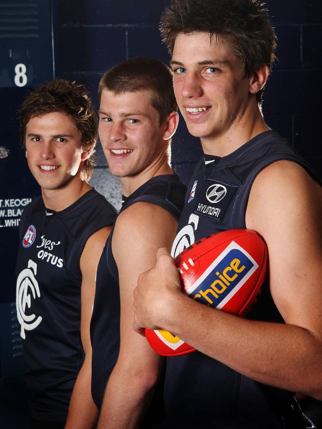 Carlton’s trio of No.1 picks Marc Murphy, Bryce Gibbs and Matthew Kreuzer in 2007.