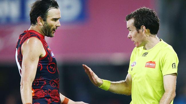 The AFL is happy with its four-umpire trial. Picture: Getty