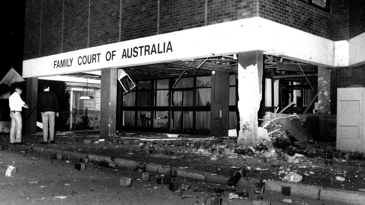 The aftermath of a bomb that exploded in the foyer of the Family Law Court in Parramatta in 1984.