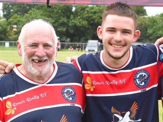 Dennis Bree and his grandson Hamish fulfilled their decade long promise to play grade rugby together - February 8, 2025. Picture: Darcy Jennings