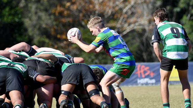 GPS halfback feeds the scrum. Colts Rugby Sunnybank v GPS Saturday July 9, 2022. Picture, John Gass