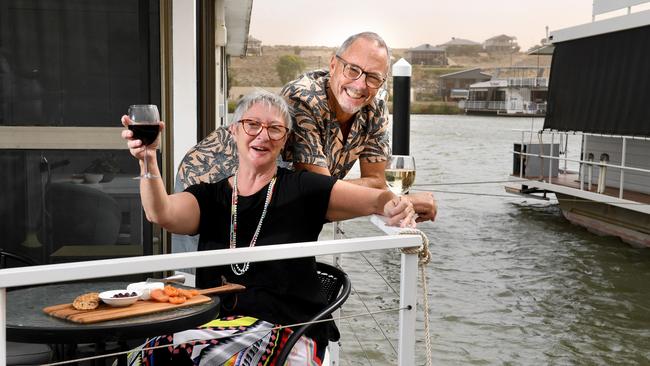 Donna and Steve Williams on their houseboat in Mannum which is where they live full-time. Picture: Tricia Watkinson