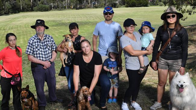 Unhappy neighbours at Tram Rd Reserve in Doncaster following Yarra Valley Water’s decision to move its treatment plant last month. Picture: Julian Smith