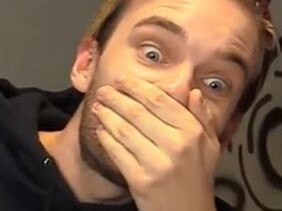 PewDiePie reacts to an offensive screenshot shown on his YouTube channel.