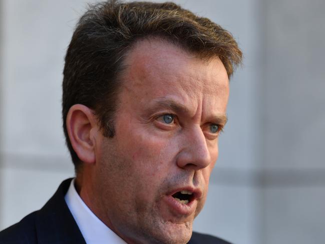 Minister for Education Dan Tehan at a press conference at Parliament House in Canberra, Thursday, September 20, 2018. The federal government has secured a $3.2 billion funding deal with Catholic and independent schools to end the war over its Gonski 2.0 funding model. (AAP Image/Mick Tsikas) NO ARCHIVING