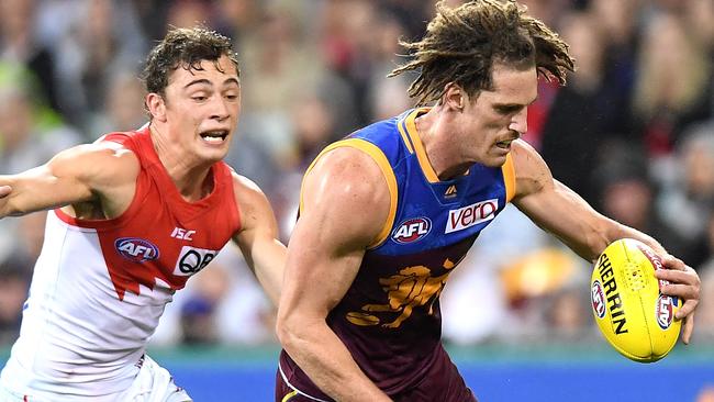 Lion Matt Eagles was injured against the Swans. Pic: Getty Images