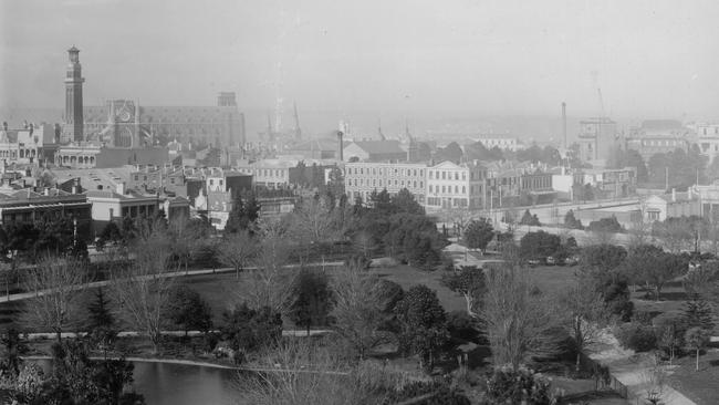 East view from the Dome Promenade of the Exhibition Building in 1880.