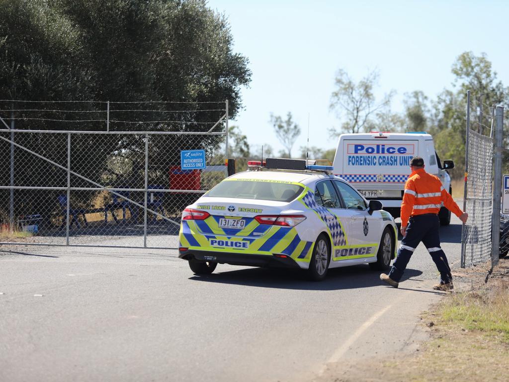 Emergency services were called to the Sojitz Gregory Crinum Coal Mine on Lilyvale Road near Emerald around midnight. Paramedics were unable to save Graham Dawson. Picture: Steve Vit