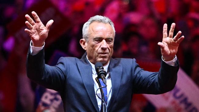 Former presidential candidate Robert F. Kennedy Jr. speaks during a campaign rally for former US President and Republican presidential candidate Donald Trump at Madison Square Garden in New York on October 27, 2024. (Photo by ANGELA WEISS / AFP)