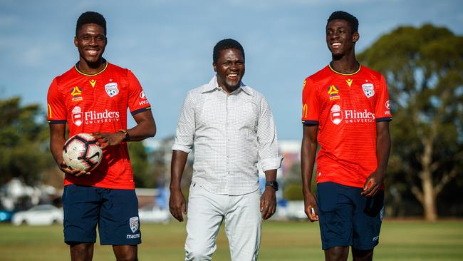 Brothers Al Hassan and Mohamed Toure, pictured with their father Amara, were two young players given an opportunity under Verbeek. Picture: Matt Turner