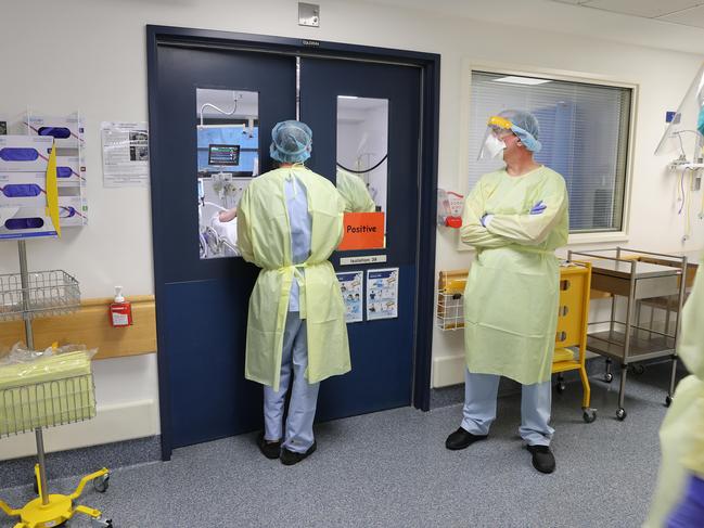 Pictured is the Covid-19 ICU Ward at RPA Hospital in Sydney.RPA has now opened up more beds to accommodate the increasing number of ICU Covid cases.Picture: Richard Dobson