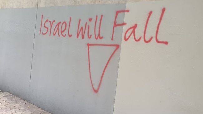 Anti-Semitic graffiti at the University of Melbourne. The idea that Israel, and by logical extension Israelis, should be sent ‘to hell’, has become almost mainstream in the wake of October 7.