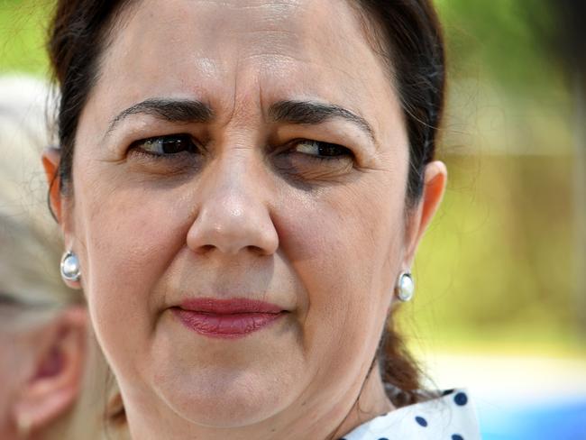 Queensland Premier Annastacia Palaszczuk is seen speaking to the media at Norville Park Pool in Bundaberg during the Queensland Election campaign on Friday, November 3, 2017. Premier Palaszczuk is campaigning in the must win seat of Bundaberg held by the ALP's Leanne Donaldson. (AAP Image/Darren England) NO ARCHIVING