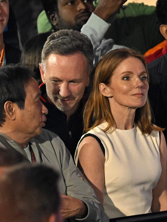 Geri Halliwell appears to be standing by her husband Christian Horner – for now. Picture: AFP.