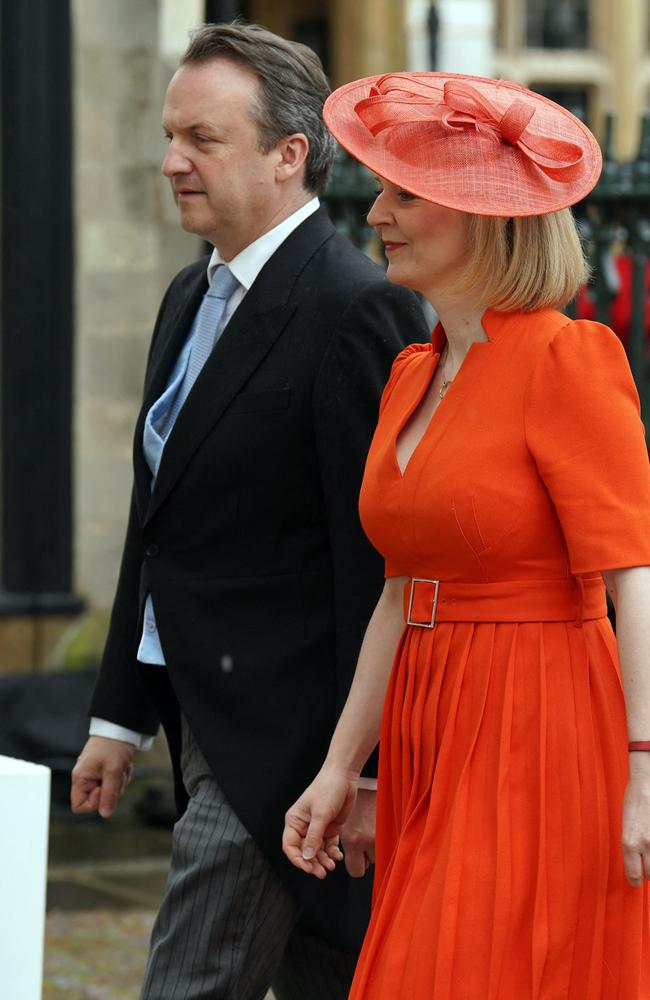 Former British PM Liz Truss with her husband Hugh O'Leary arrive at Westminster Abbey. Picture: AFP