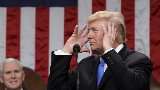 President Donald Trump during his first State of the Union in Washington. Picture: AP