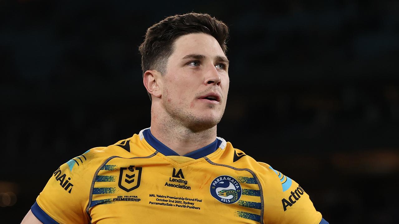 SYDNEY, AUSTRALIA - OCTOBER 02: Mitchell Moses of the Eels looks dejected after defeat during the 2022 NRL Grand Final match between the Penrith Panthers and the Parramatta Eels at Accor Stadium on October 02, 2022, in Sydney, Australia. (Photo by Mark Kolbe/Getty Images)