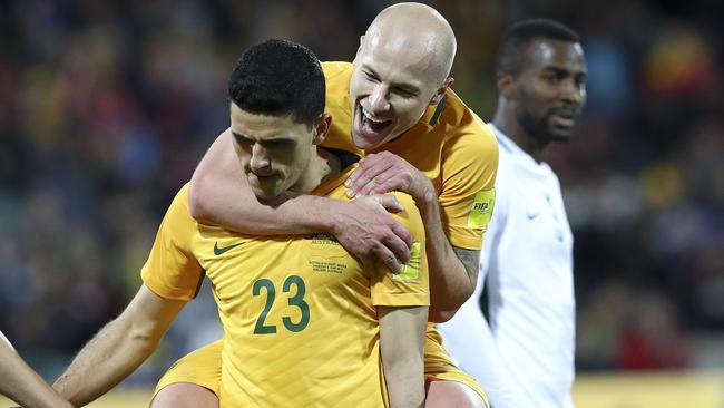 Ange Postecoglou must pick Tommy Rogic and Aaron Mooy for Australia’s crucial qualifier against Japan. Picture: Sarah Reed.