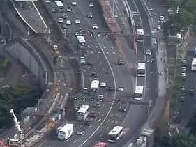 Frame Grab from channel 9 of Harbour Bridge traffic due to a crash