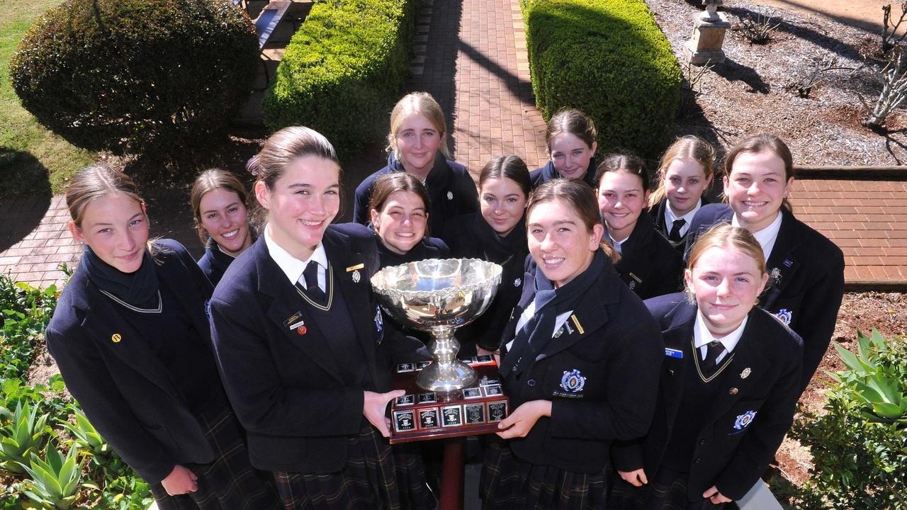 The Fairholme College equestrian team celebrate a third straight Lorette Wigan Cup win.