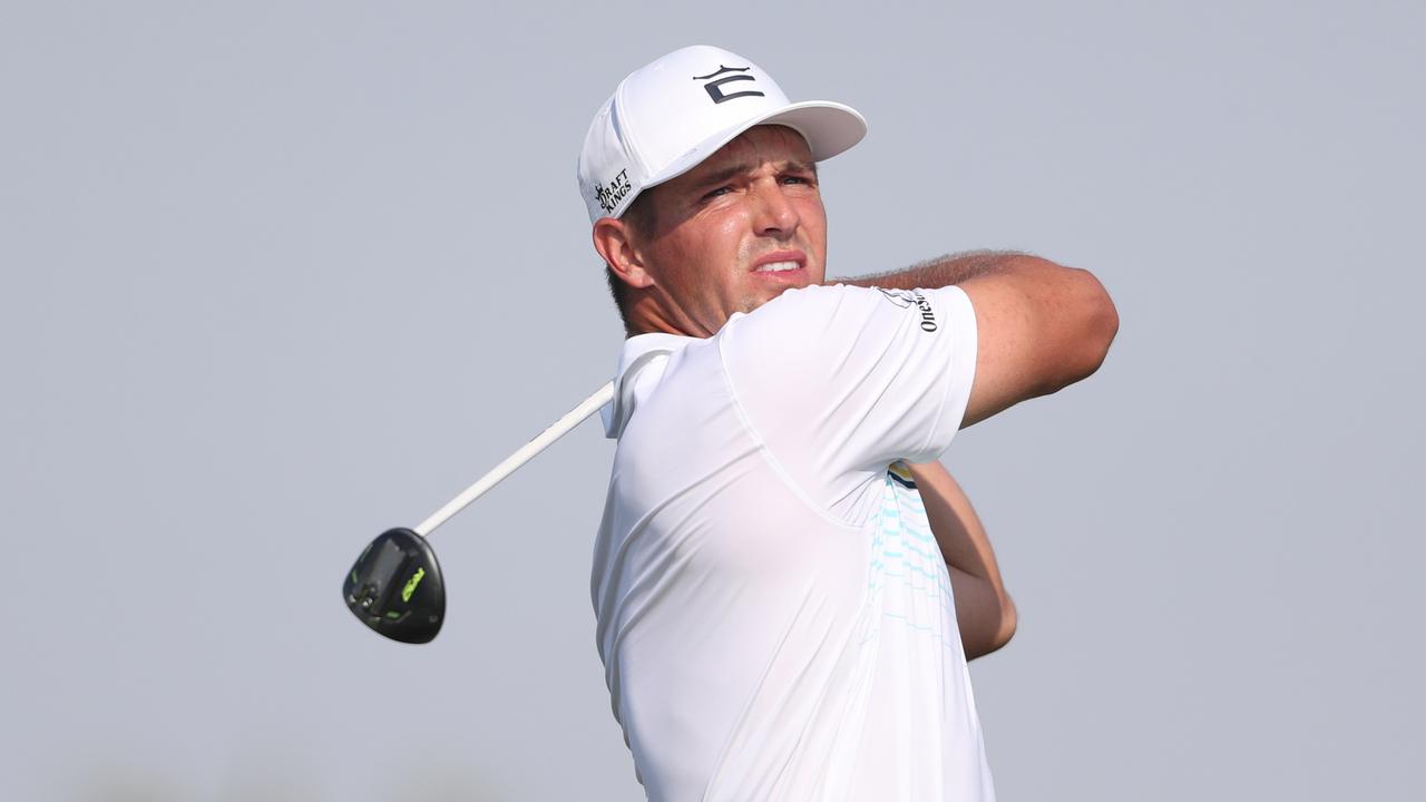 AL MUROOJ, SAUDI ARABIA - FEBRUARY 03: Bryson DeChambeau of the United States tees off on the 14th hole during day one of the PIF Saudi International at Royal Greens Golf &amp; Country Club on February 3, 2022 in Al Murooj, Saudi Arabia. (Photo by Oisin Keniry/Getty Images)