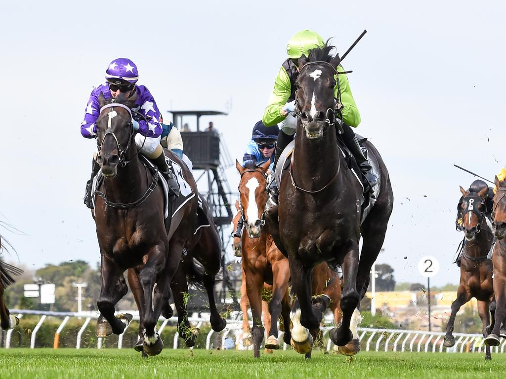 Persan ridden by Jye McNeil wins the The Bart Cummings, at Flemington Racecourse on October 03. (Pat Scala/Racing Photos via Getty Images)