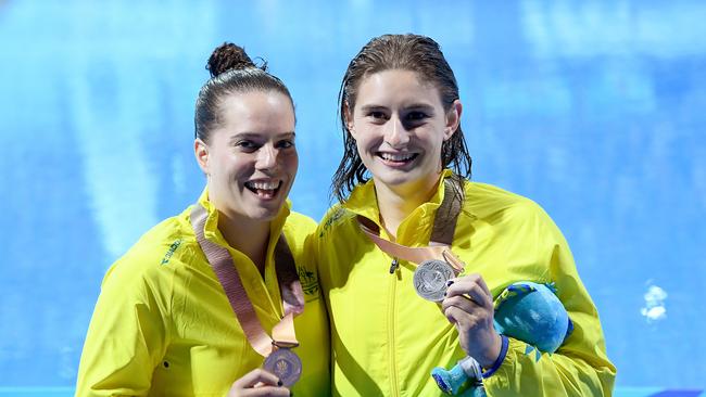 Australian's Anabelle Smith (left) and Maddison Keeney. (AAP Image/Dave Hunt)