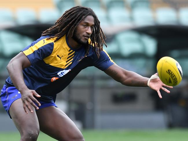 20/5/16 - West Coast training at Adelaide Oval. Ruckman Nic Naitanui. Photo Naomi Jellicoe