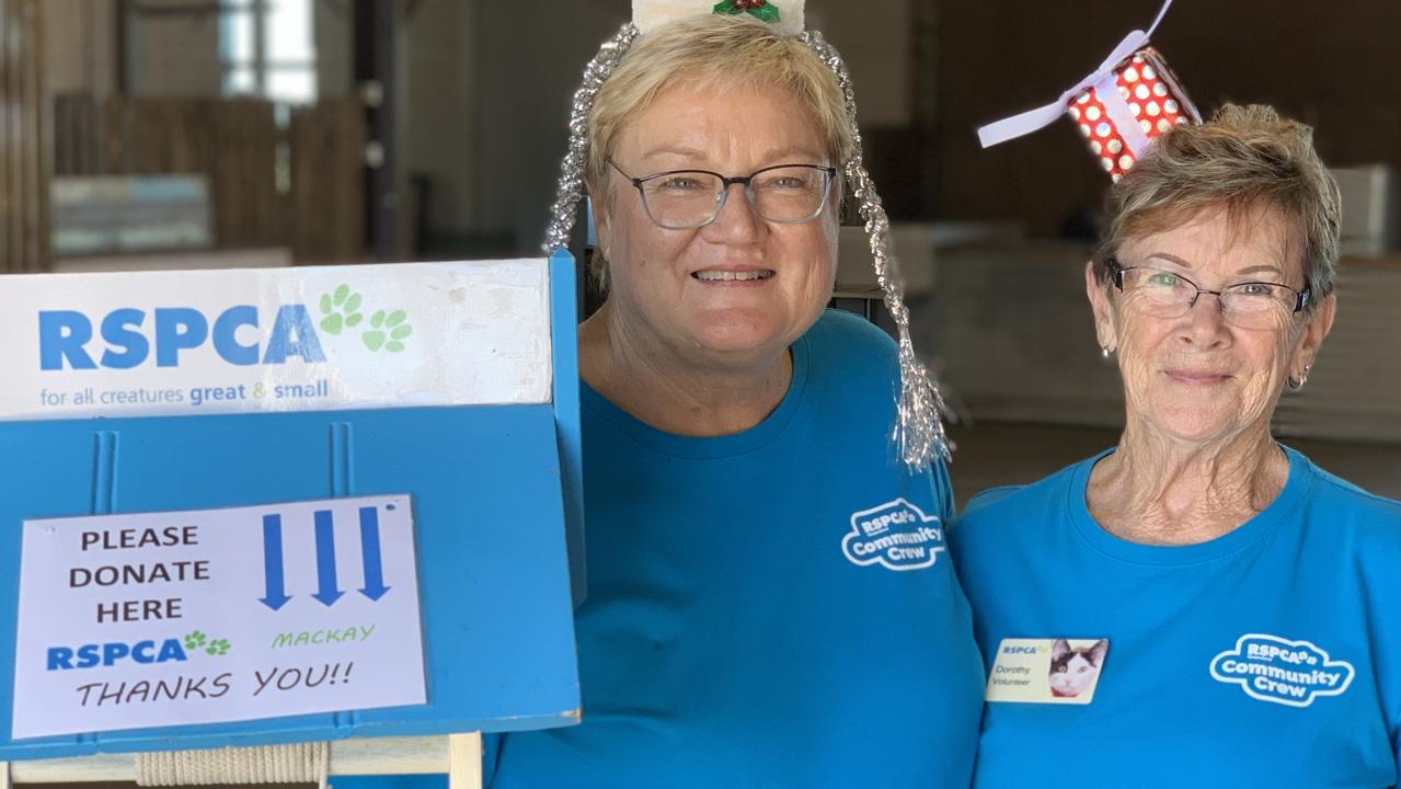 Kym McInerney (left) and Dorothy McLean at the RSPCA Santa Paws photo shoot on 10 River St in Mackay on November 13, 2022. Picture: Duncan Evans