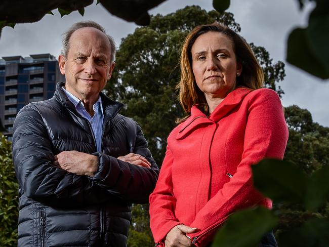 Covid survivors Anna Liptak and Paul Faraguna who are urging people to get vaccinated, pictured on October 15th, 2021, at Veale Gardens in Adelaide.Picture: Tom Huntley