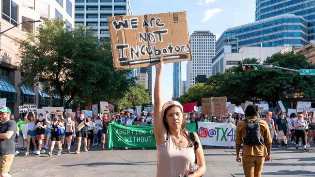 Abortion rights demonstrators gather. Picture: Suzanne Cordeiro/AFP