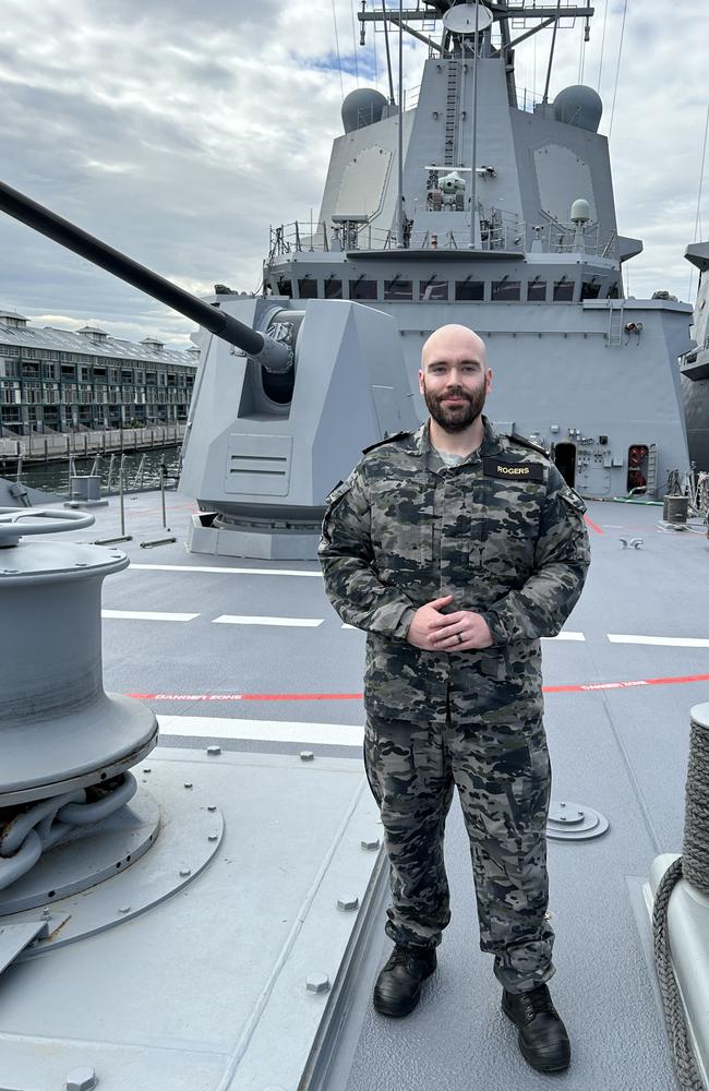 Able Seamen Seamus Rogers on HMAS Brisbane. Picture: Charles Miranda