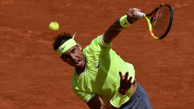 Nadal serves it up at the 2019 French Open. Picture: AFP