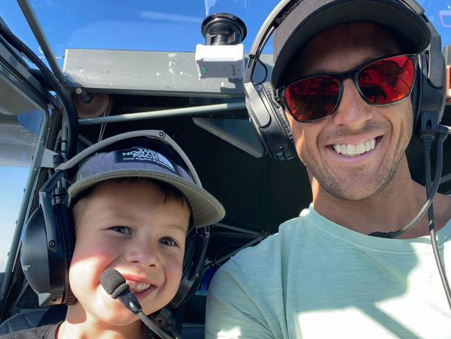 Archer Kokshoorn and his father Lane, who died in a horror plane crash in northern NSW last week. Picture: Supplied / Facebook