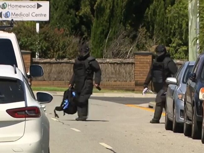 The scene where the homemade explosive device detonated inside his car. Picture: Channel 7