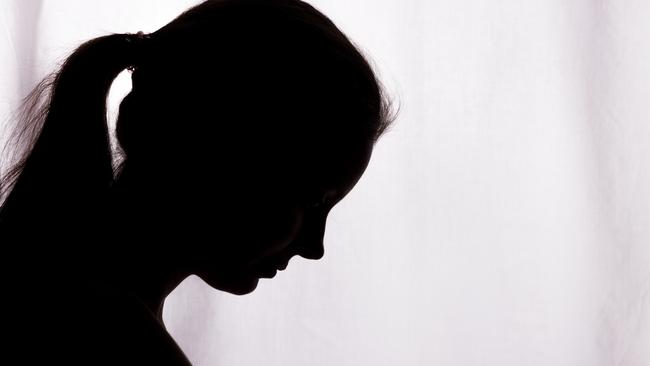 Silhouette of a young woman with problems - horizontal, isolated