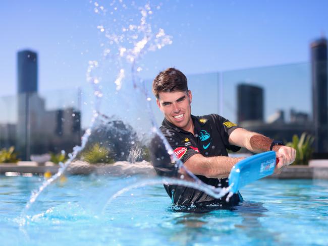 Brisbane Heat bowler Xavier Bartlett at Lina Rooftop, South Brisbane. Photo - Peter Wallis