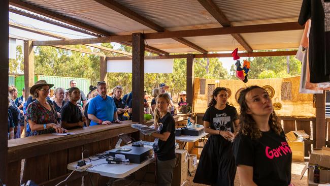 People queue in line at the Garma Merchandise store. Picture: Tamati Smith/ Getty Images