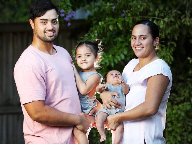 Gray, with her husband Anthony, and baby Kyan (at 9 weeks) and Velarn.Pic: Nigel Hallett