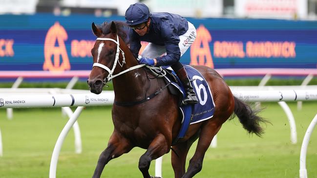 High-priced colt Switzerland scored an impressive debut win for jockey Kerrin McEvoy at Randwick on Saturday. Picture: Getty Images