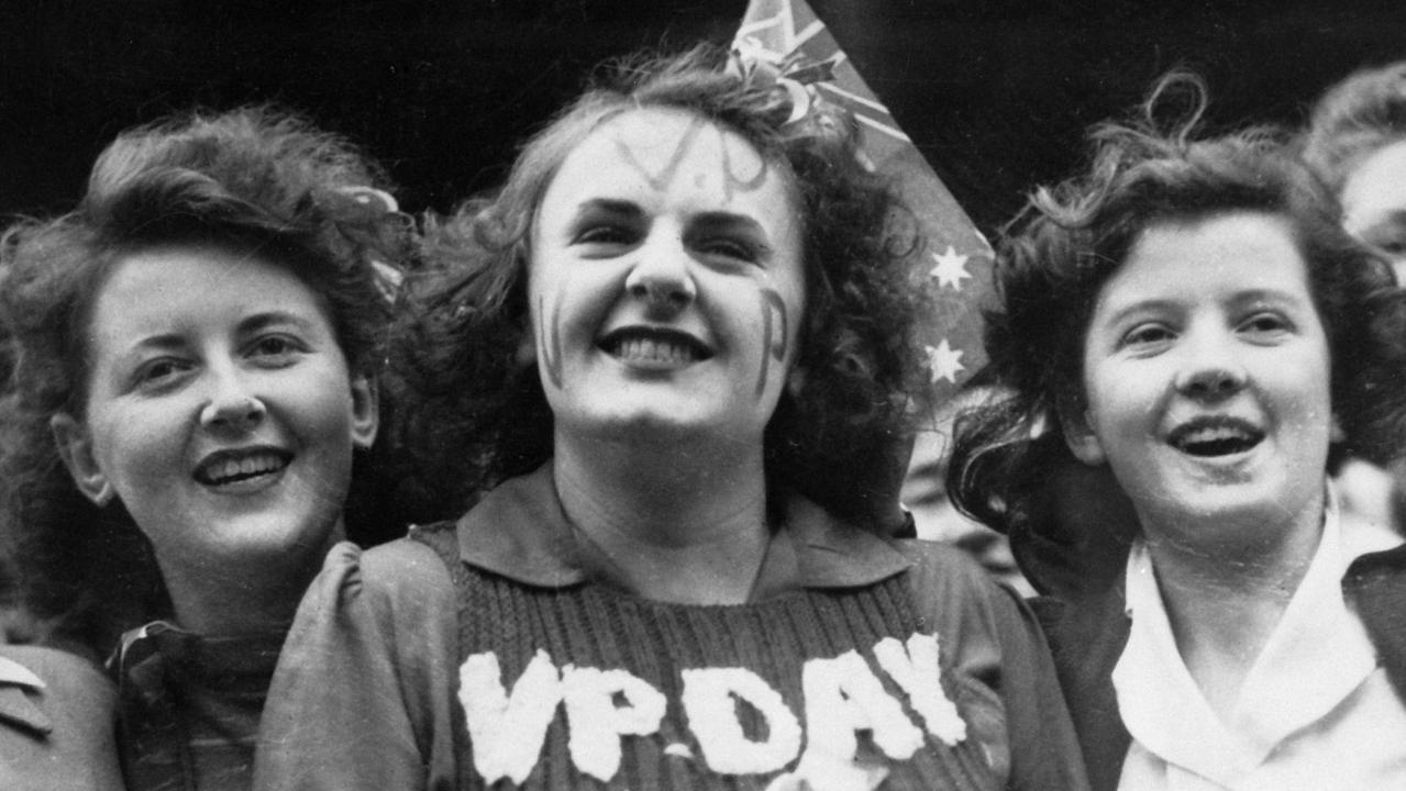 Victorians celebrate Victory in the Pacific Day in Melbourne on August 15, 1945.