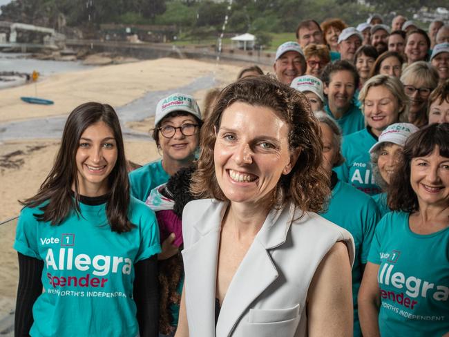 Portraits of Teal Independent Allegra Spender and her supporters pictured at Bronte Beach after winning the seat of Wentworth.