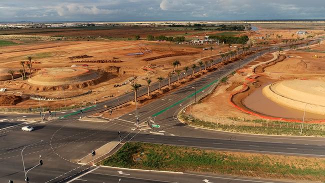 The Port Wakefield Rd entry to the $3 billion Riverlea Park estate as viewed from the east. Picture: Walker Corporation