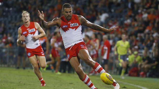 Lance Franklin once again looms large for the Swans. Picture: AAP Image/Daniel Munoz